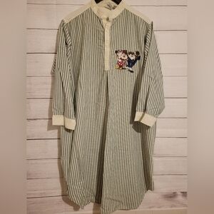 Vintage Acme Clothing Women Large Green Striped Looney Tunes Taz Devil Pajamas